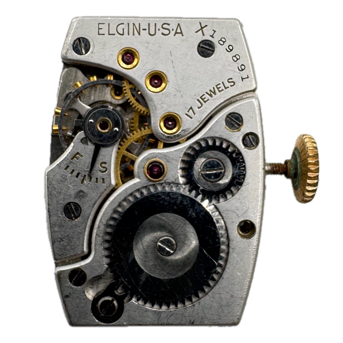 Vintage Elgin Rectangular 17 Jewel Mechanical Men's Wristwatch Movement 537 USA
