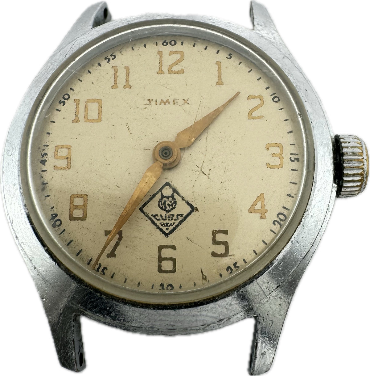 Vintage 31mm 1955 Timex Cubs Scouts Men's Mechanical Wristwatch Chrome Plated