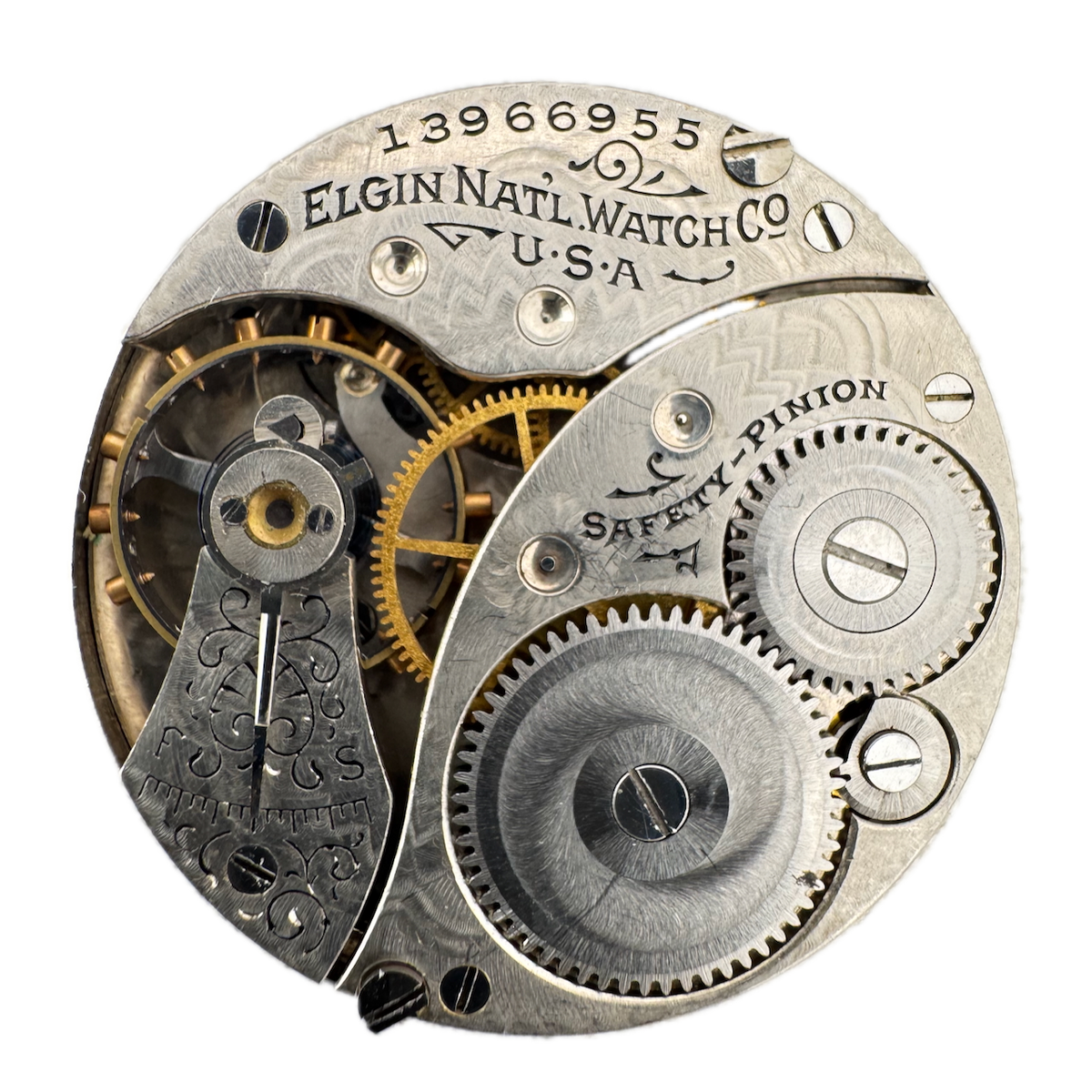 Antique 0s 1909 Elgin 7j Mechanical Hunter Pocket Watch Movement 320 USA