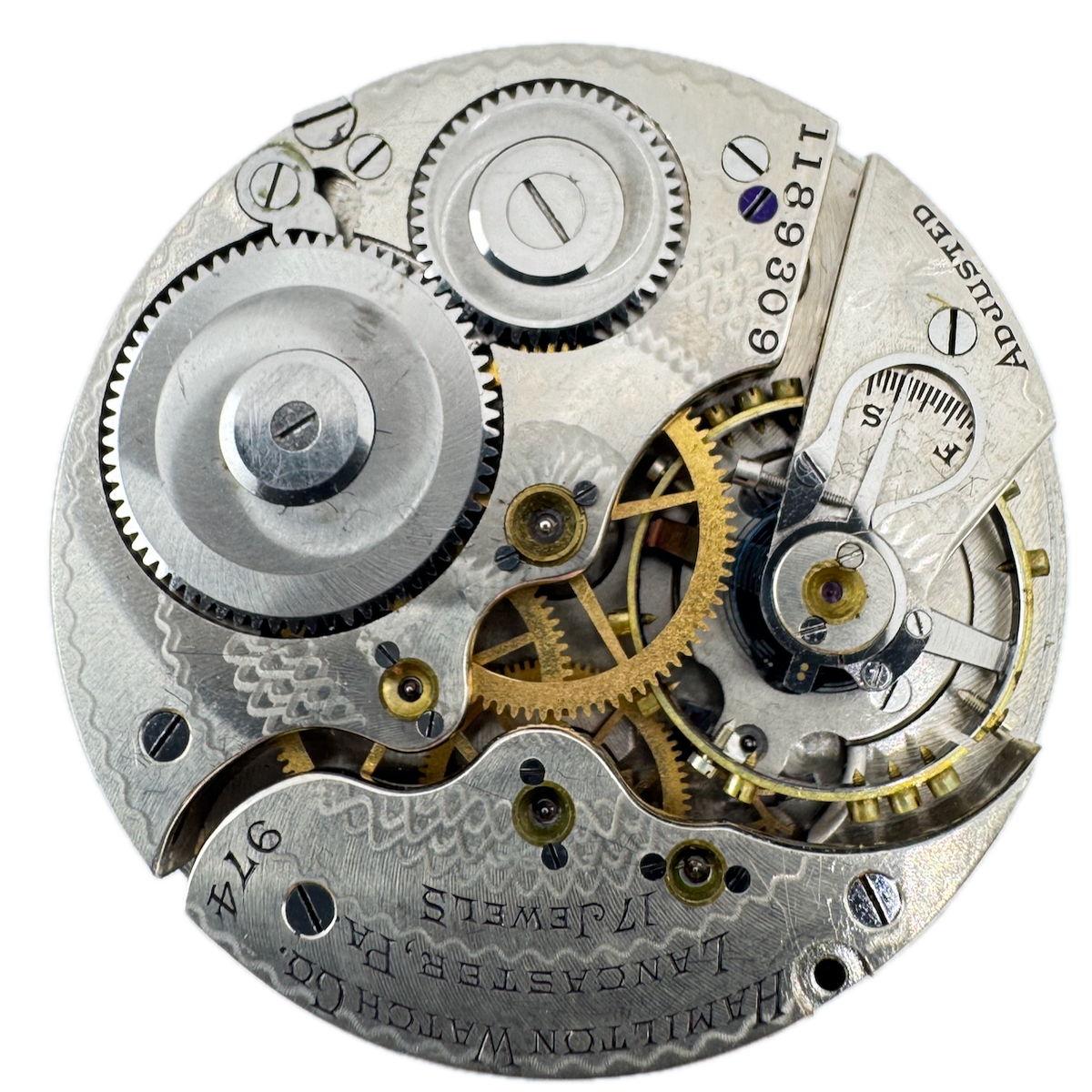 Antique 16s 1916 Hamilton 17 Jewel Mechanical Pocket Watch Movement 974 USA