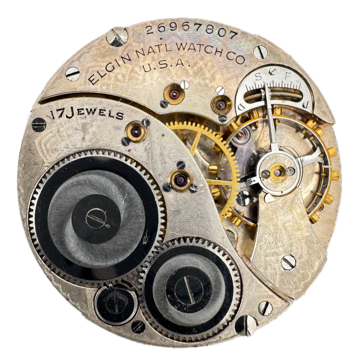 Antique 12s 1924 Elgin 17j Mechanical Open Face Pocket Watch Movement 345 USA