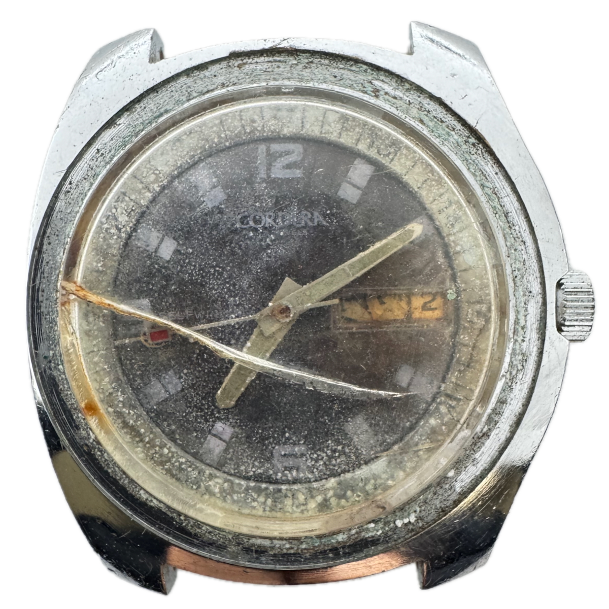 Vintage Cordura Diver Date Men's Automatic Wristwatch Steel & Chrome RUSTED