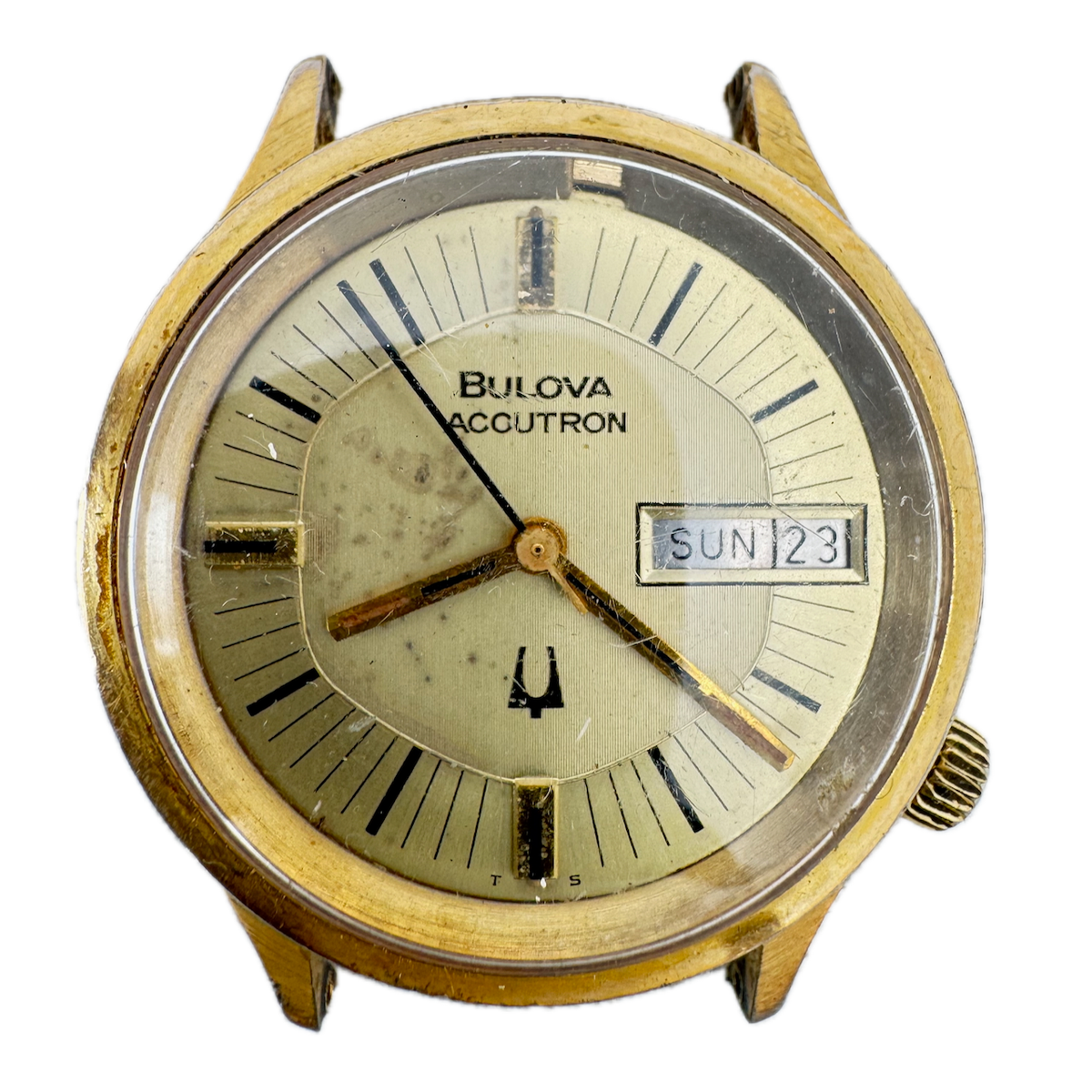 Vintage 36mm Accutron 7958 Day Date Men's Tuning Fork Wristwatch 219 3.10 USA