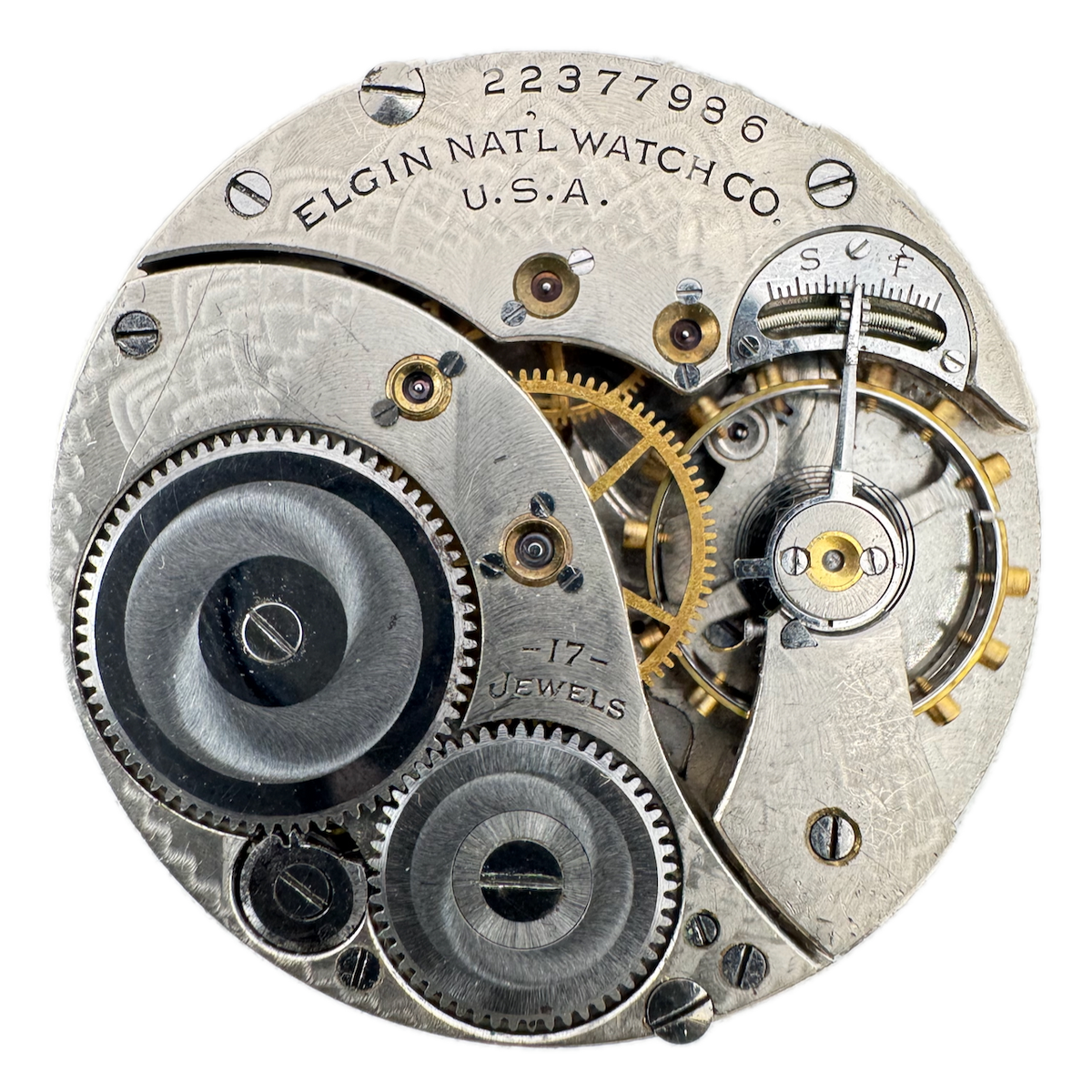 Antique 12s 1920 Elgin Masonic 17 Jewel Mechanical Pocket Watch Movement 345