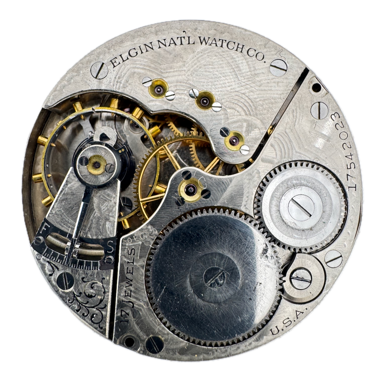 Antique 16s 1914 Elgin 17 Jewel Mechanical Hunter Pocket Watch Movement 386 USA