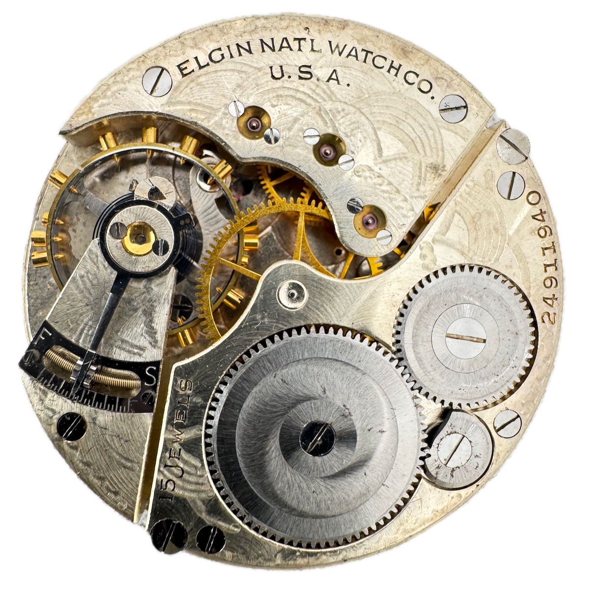 Antique 16s 1922 Elgin 15 Jewel Mechanical Pocket Watch Movement 312 USA