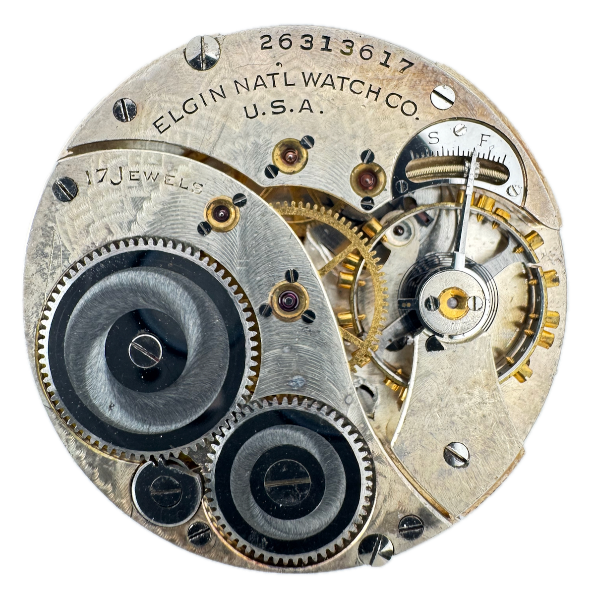 Antique 12s 1924 Elgin 4 Mechanical Pocket Watch Openface Movement 345 USA 17J