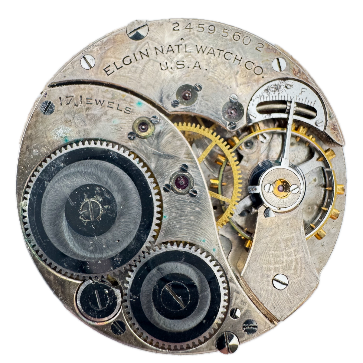 Antique 12s 1922 Elgin 17 Jewel Mechanical Pocket Watch Movement 345 USA