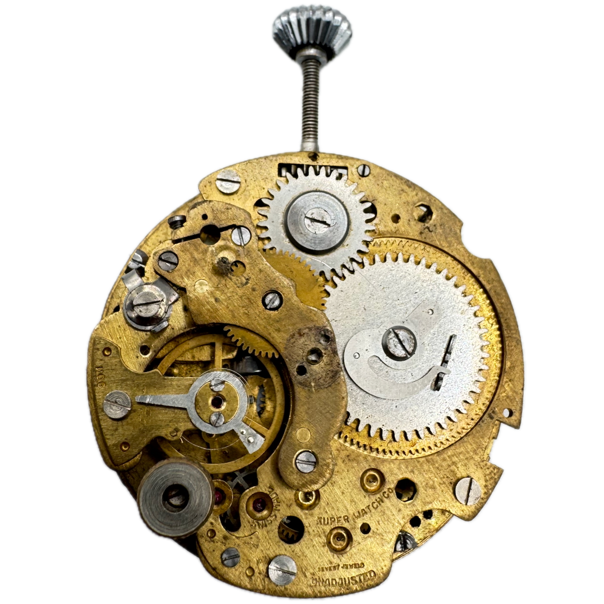 Antique 44mm Mentor Mechanical Alarm Pocket Watch Movement Swiss for Parts