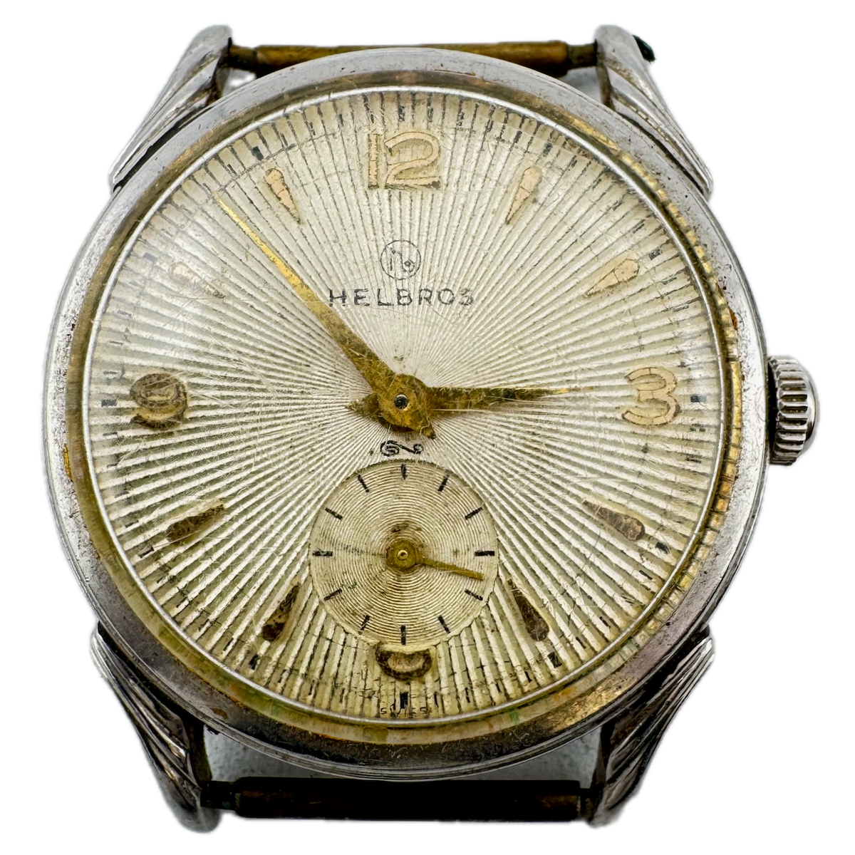 Vintage Helbros 6754 Sunburst Men's Mechanical Wristwatch 101 Swiss Steel