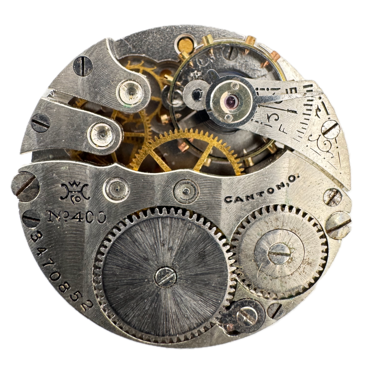 Antique 5/0s 1916 Hampden 7 Jewel Mechanical Pocket Watch Movement 400 USA