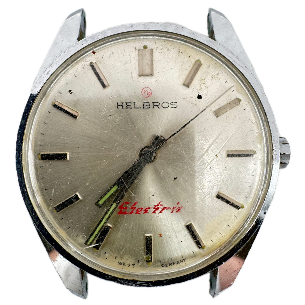 Vintage Helbros Sunburst Men's Electric Wristwatch West GermanySteel & Chrome