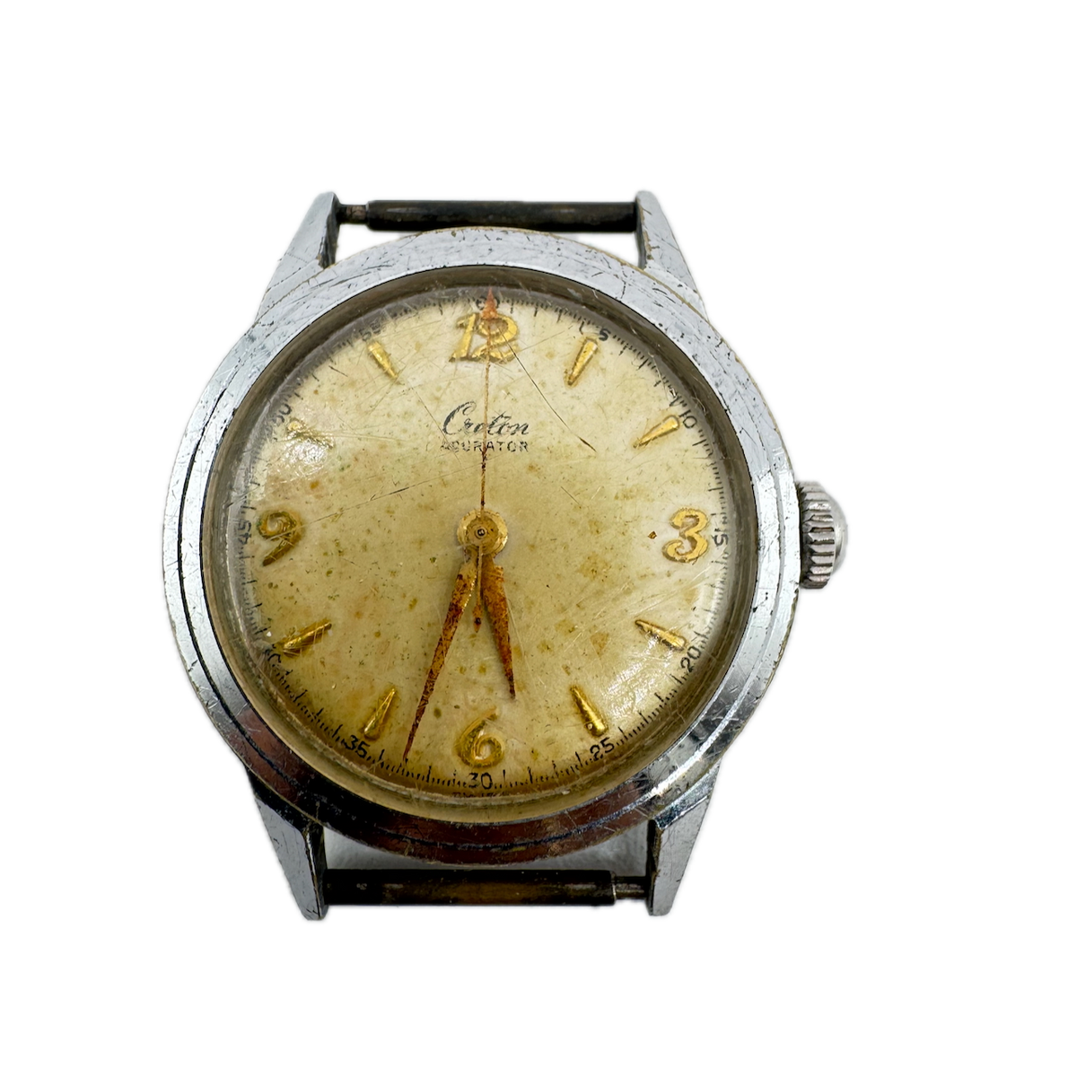 Vintage 31mm Croton Acurator Men's Mechanical Wristwatch Swiss Chrome Plated