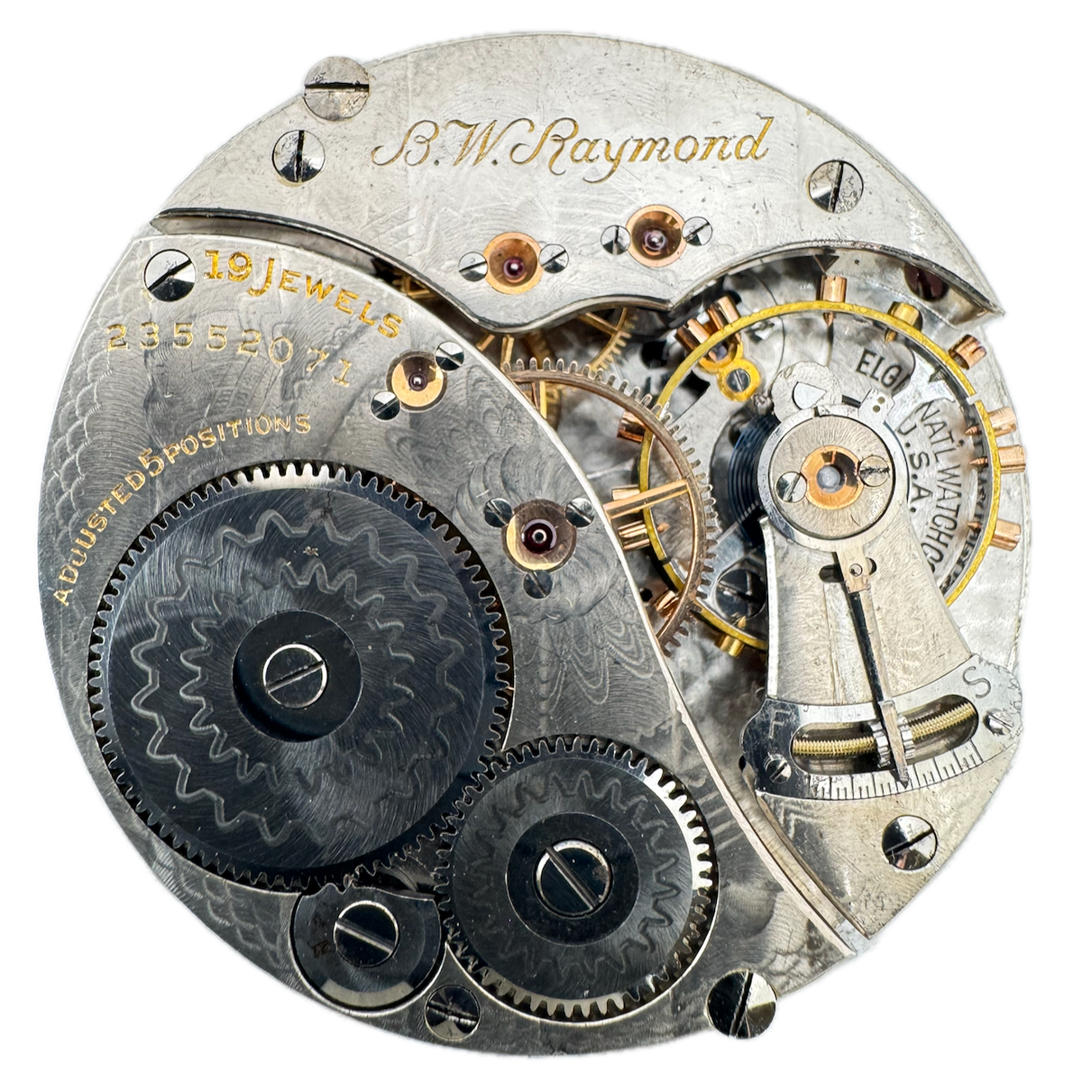 Antique 16s 1921 Elgin 15 19j Mechanical Railroad Pocket Watch Movement 455 USA