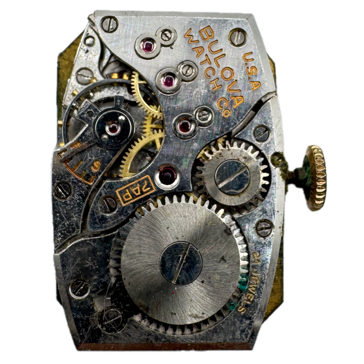 Vintage Bulova Cut Corners 21 Jewel Mechanical Men's Wristwatch Movement 7AP USA