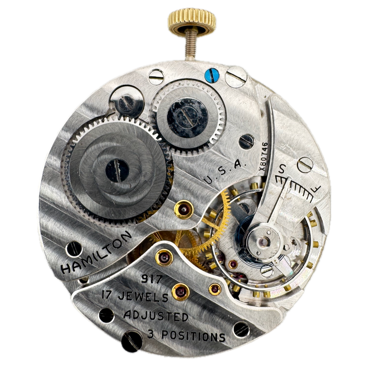 Vintage 8s 1941 Hamilton 17 Jewel Mechanical Pocket Watch Movement 917 USA