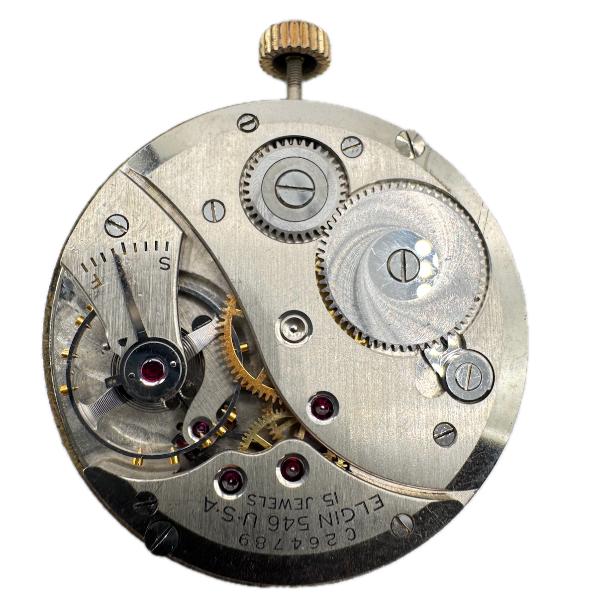 Vintage 10s 1942 Elgin 15 Jewel Mechanical Pocket Watch Movement 546 USA
