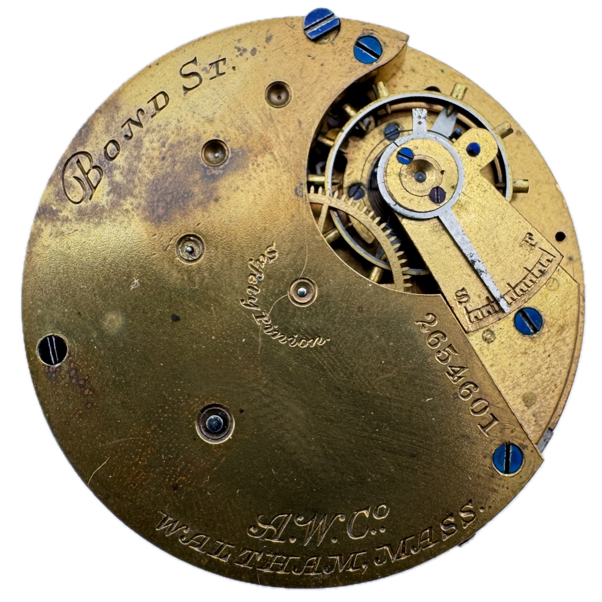 Antique 14s 1885 Waltham 7j Mechanical Open Face Pocket Watch Movement Bond St.
