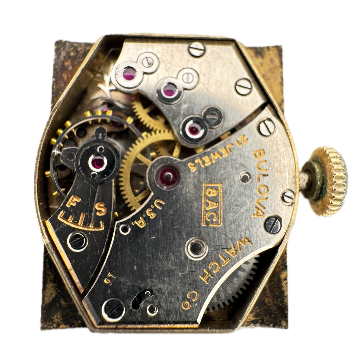 Vintage 18.6mm Bulova 21 Jewel Mechanical Men's Wristwatch Movement 8AC USA Runs