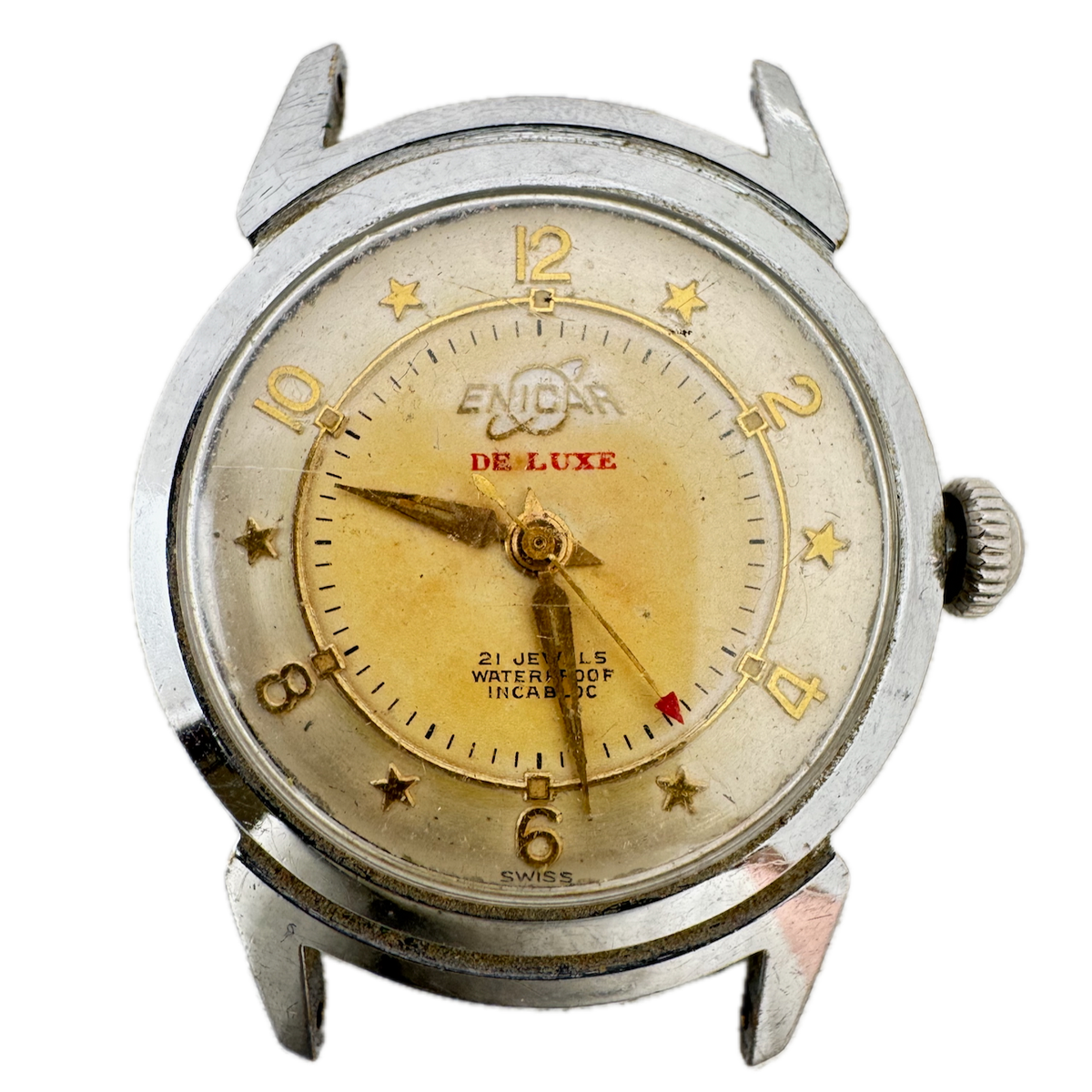 Vintage 30.5mm Enicar Star Dial 21j Men's Mechanical Wristwatch Swiss Horned