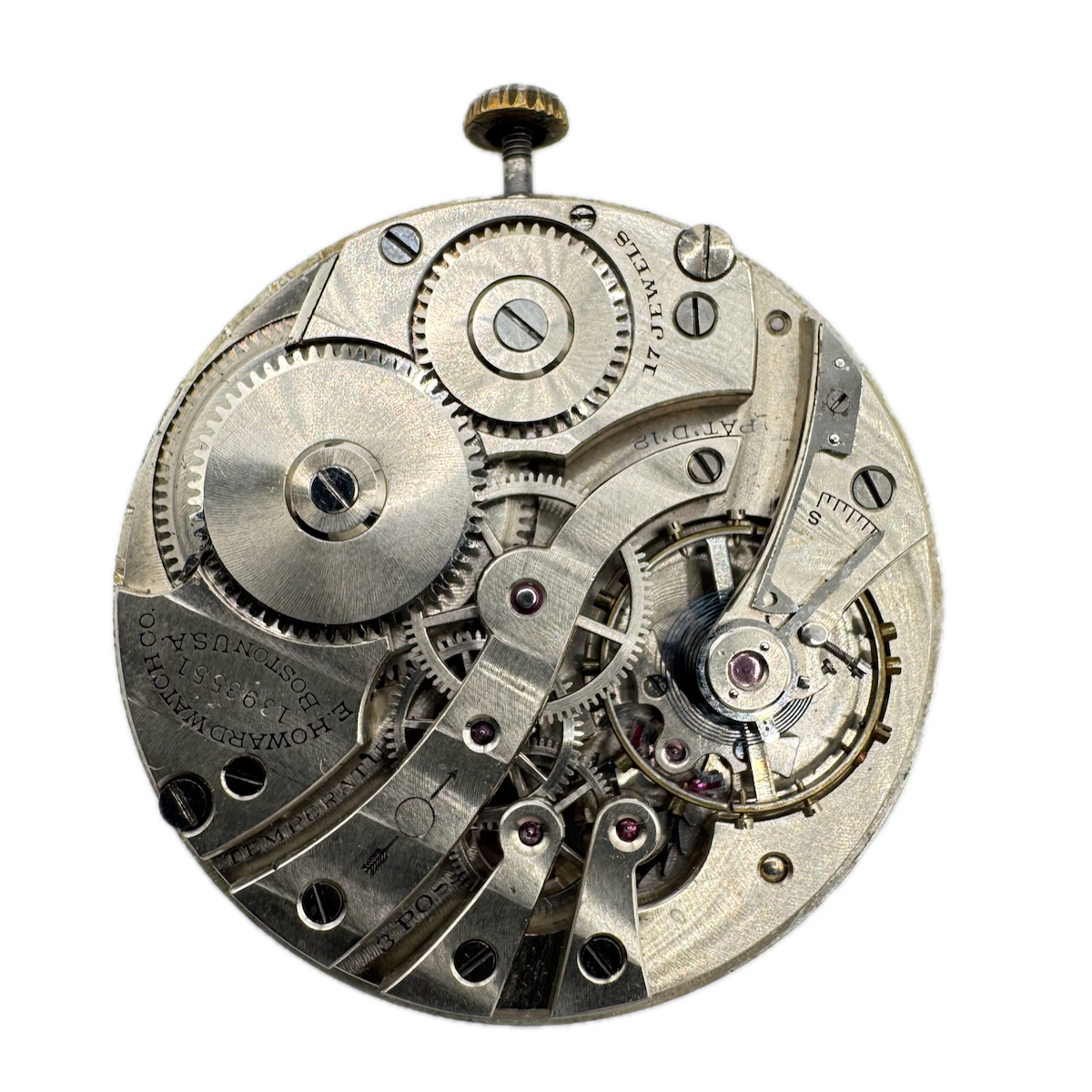 Antique 12s 1923 E. Howard Co Pinstriped 17J Pocket Watch Movement Series 7 USA
