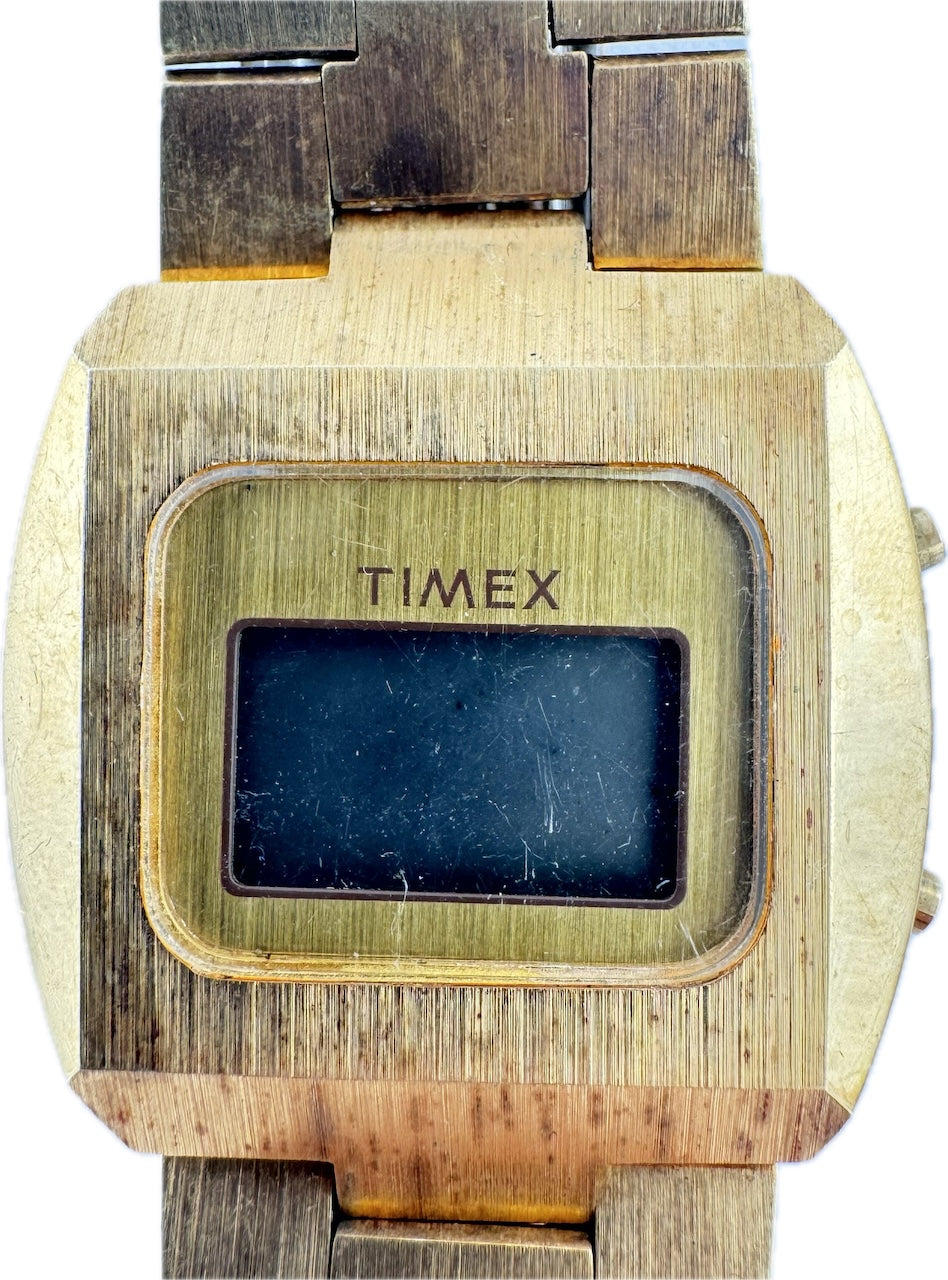 Vintage Timex Men's Quartz Digital LCD Wristwatch Base Metal for Parts