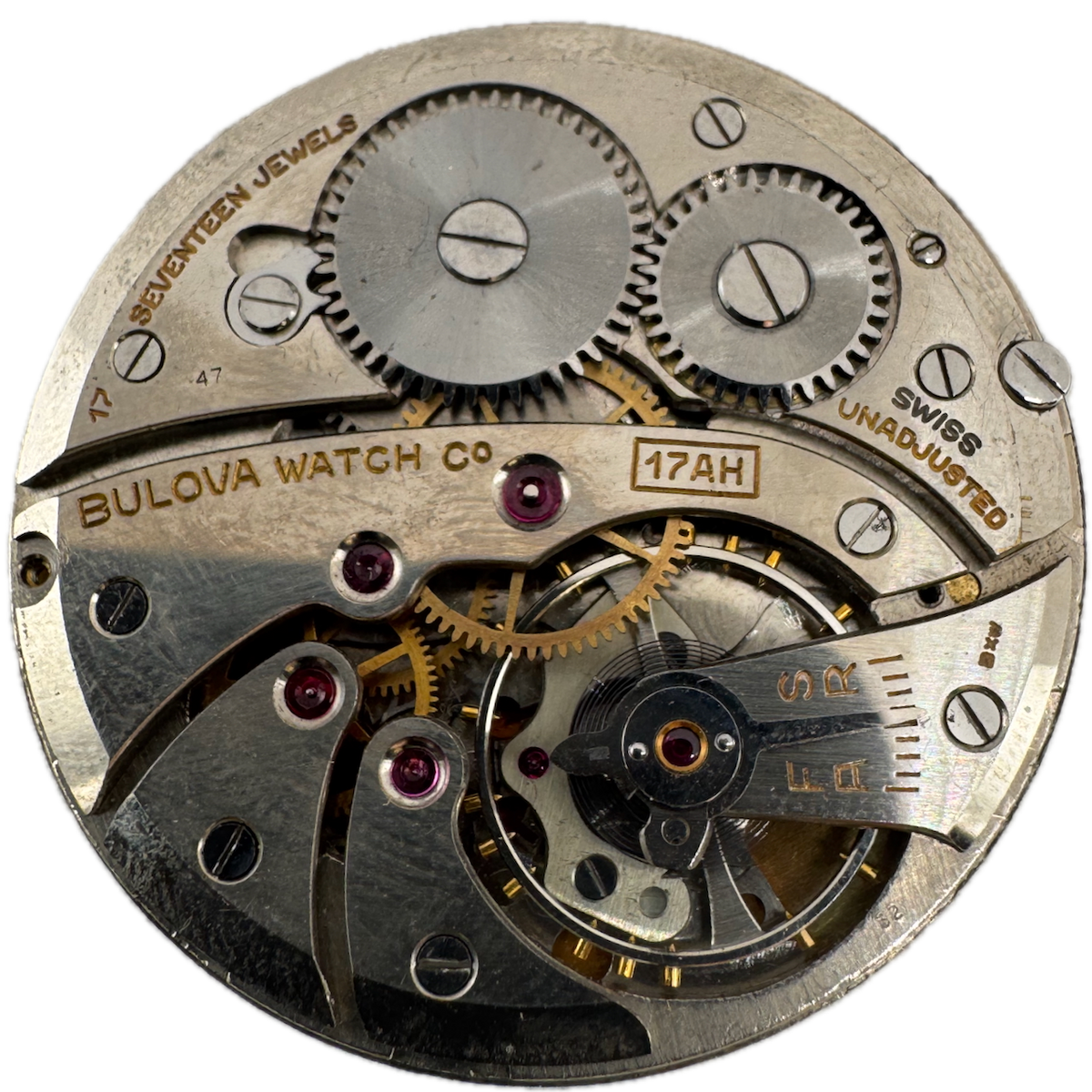 Antique 38.5mm Bulova 17 Jewel Mechanical Pocket Watch Movement 17 AH Swiss
