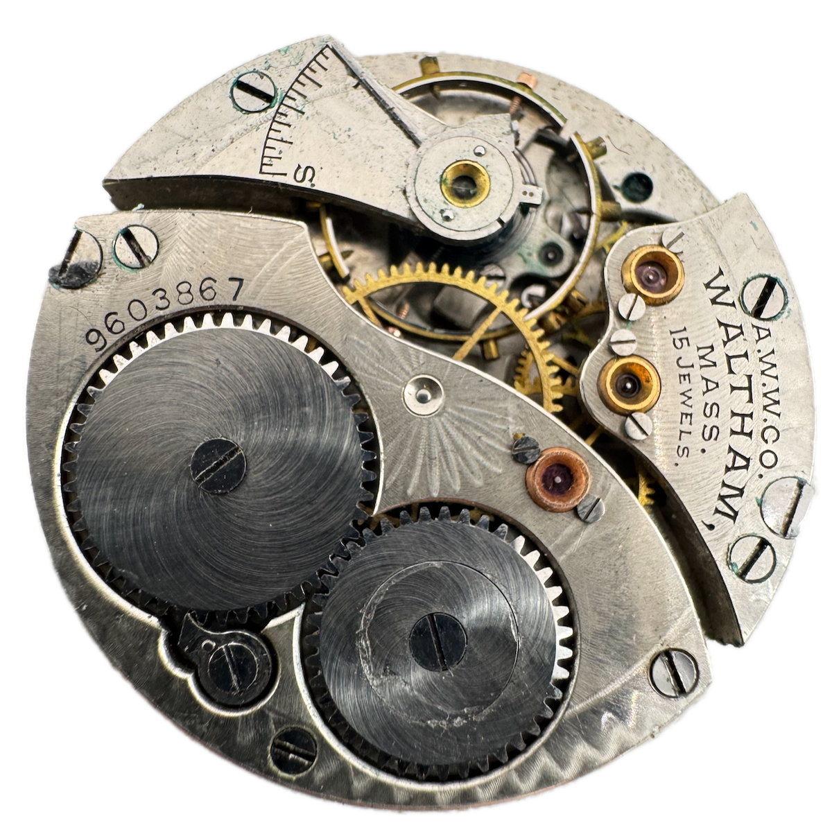 Antique 0s 1900 Waltham 15 Jewel Hunter Pocket Watch Movement 115 USA