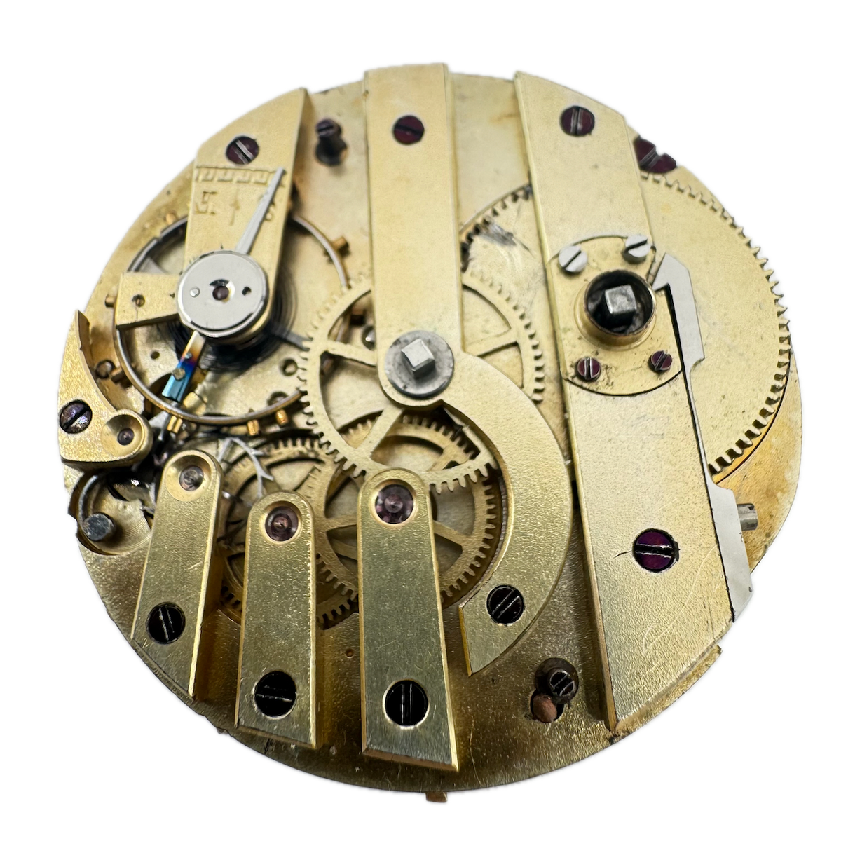 Antique 38mm Unbranded 3-Finger Bridge Key Wind Pocket Watch Movement Swiss