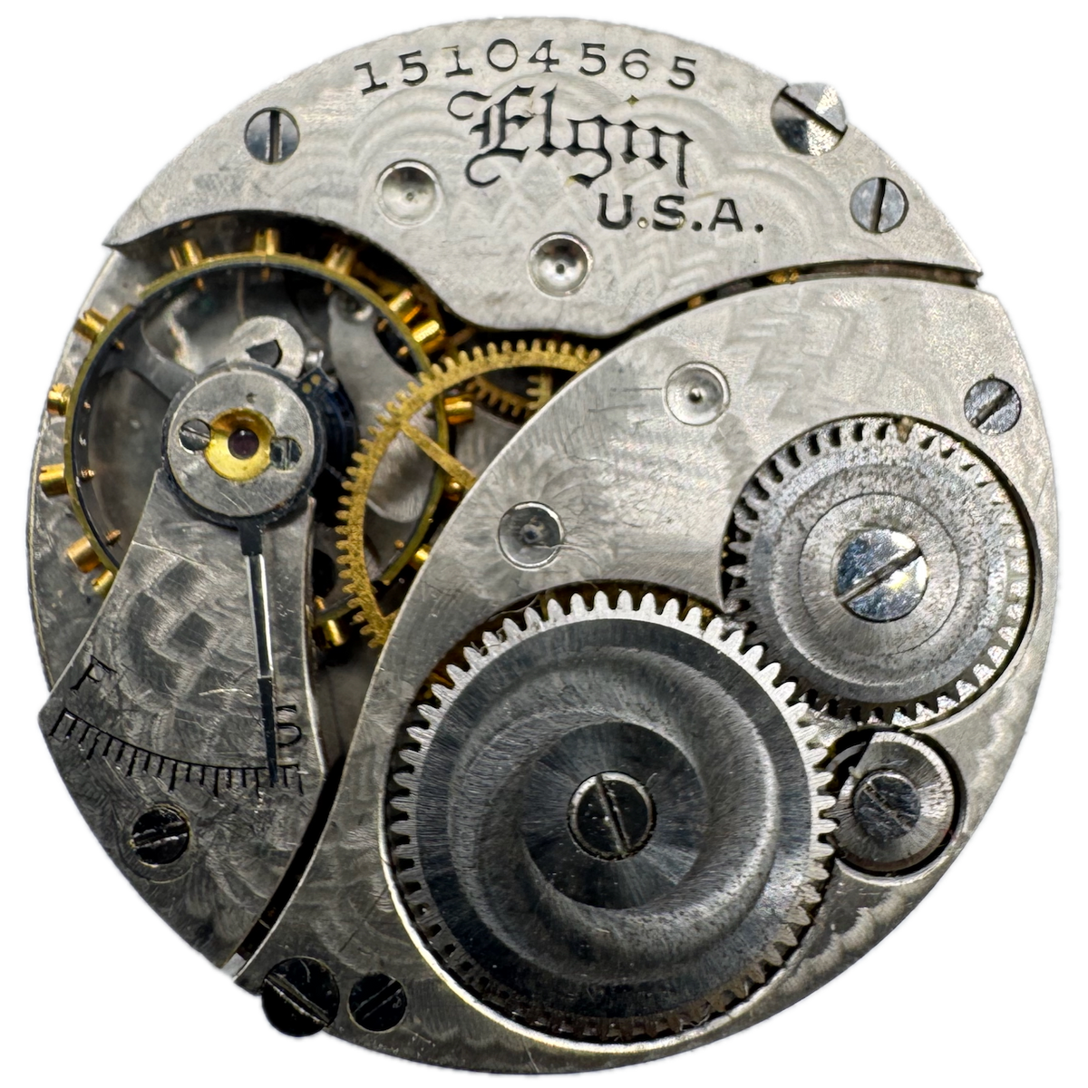 Antique 0s 1911 Elgin 7j Mechanical Hunter Pocket Watch Movement 320 USA