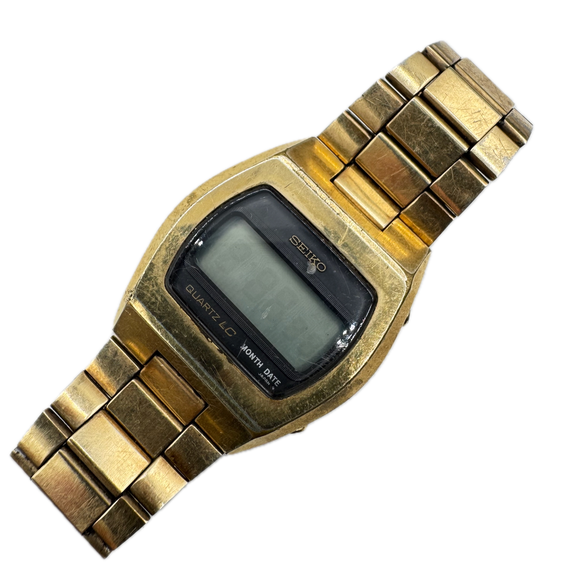 Vintage Seiko 0439-4009 SQ Men's Quartz LCD Wristwatch Japan Gold Tone