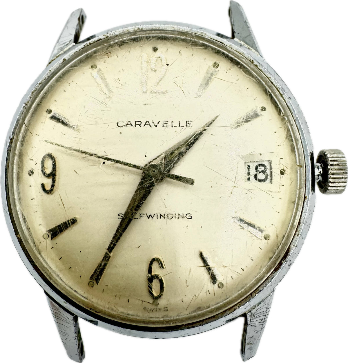 Vintage Caravelle 11OXACD Men's Automatic Wristwatch Swiss Chrome for Parts