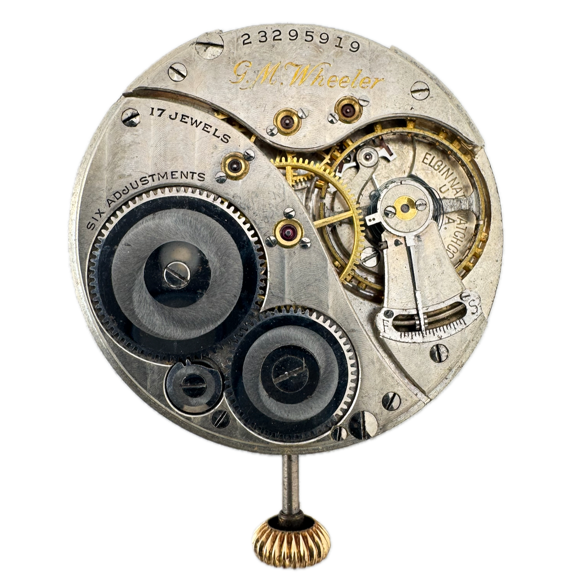 Antique 12s 1921 Elgin G.M. Wheeler 17J Mechanical Pocket Watch Movement 452 USA