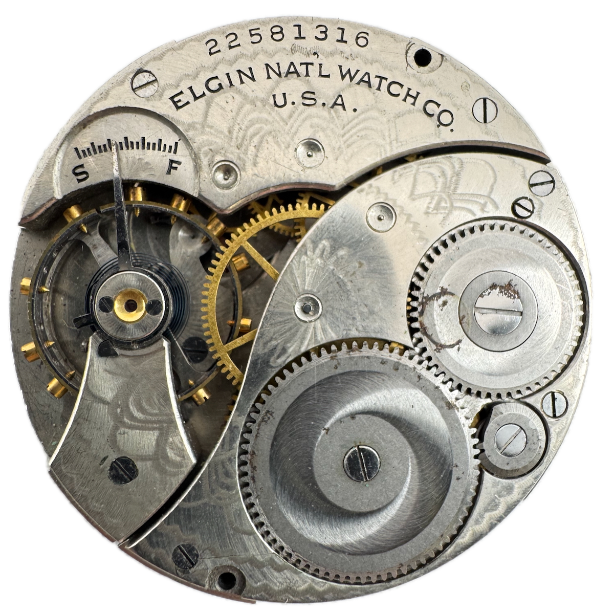 Antique 12s 1920 Elgin 7 Jewel Mechanical Hunter Pocket Watch Movement 301 USA