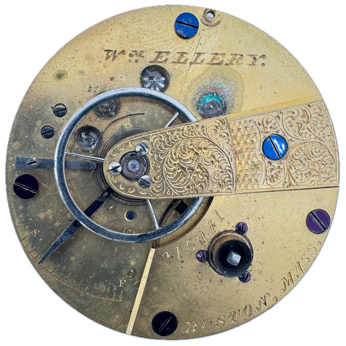 Antique 18s 1866 Waltham 11J Key Wind Fusee Pocket Watch Movement W.M. Ellery