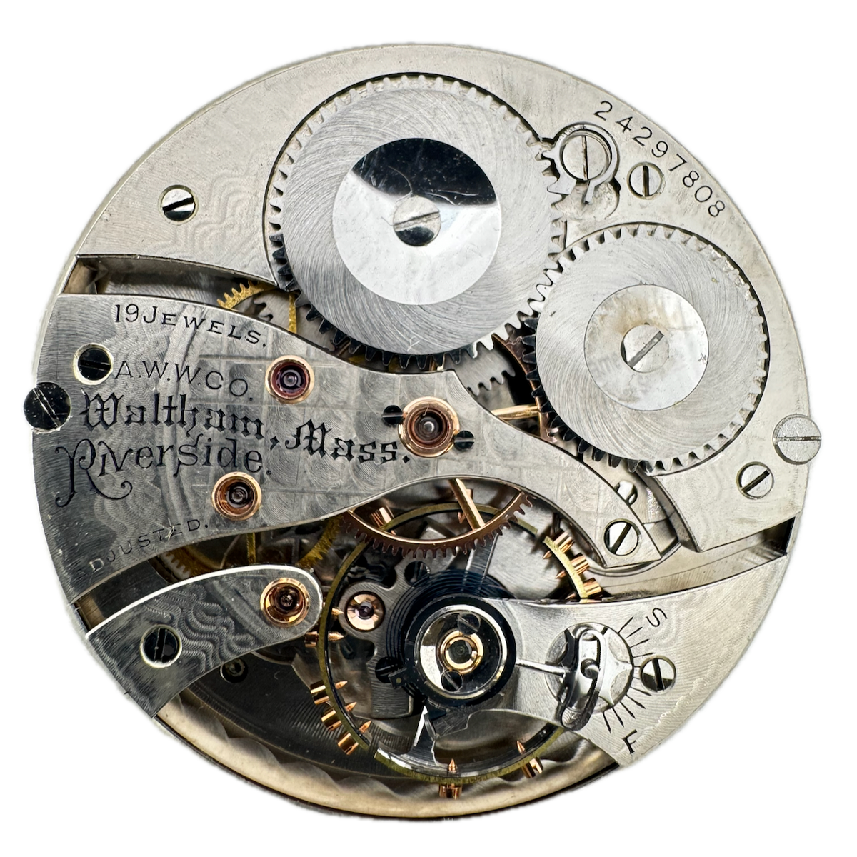 Antique 12s 1922 Waltham Mechanical Open Face Pocket Watch Movement Riverside