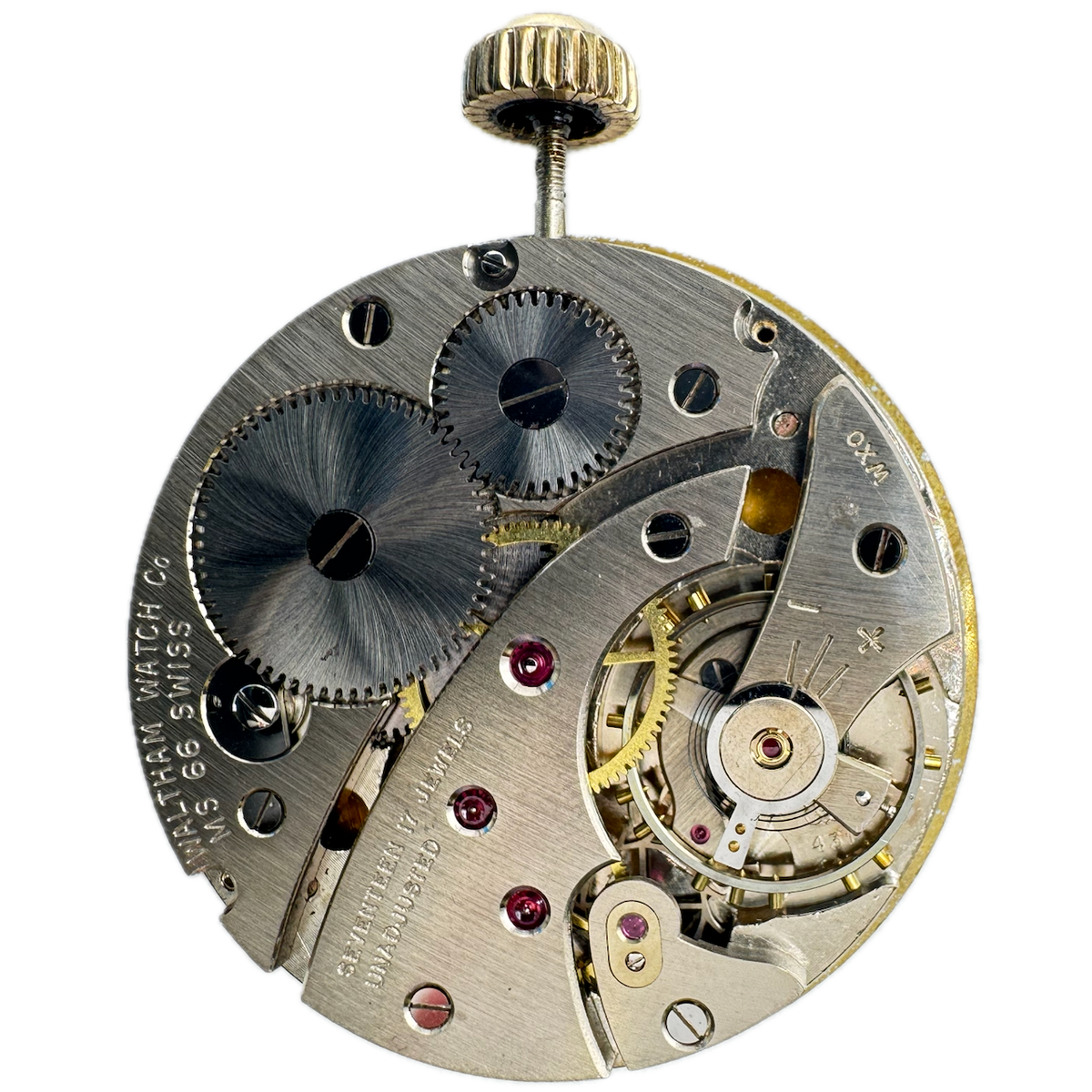 Antique 43mm Waltham MS 66 Mechanical Pocket Watch Movement Minute Track Swiss