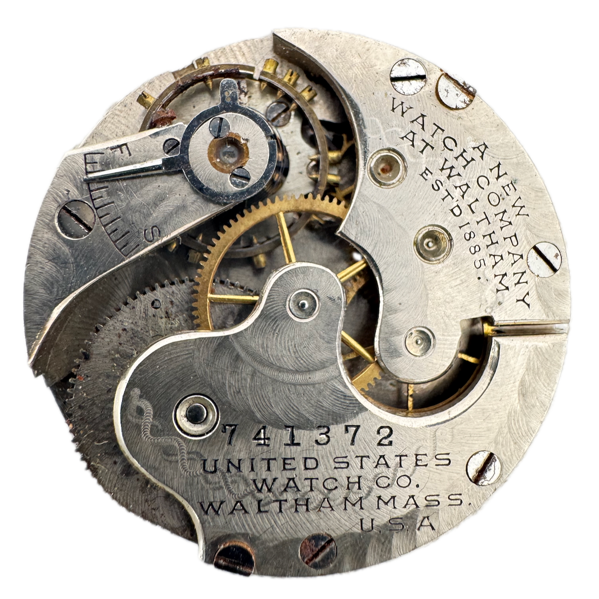 Antique 0s 1904 U.S. Watch Co. Suffolk 7j Hunter Pocket Watch Movement 176 USA