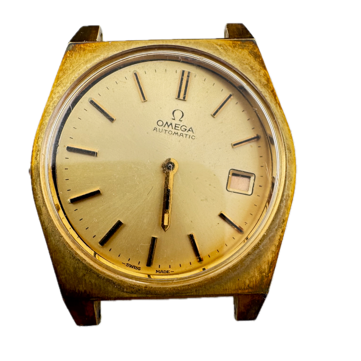 Vintage Omega 166.0163 Tonneau Sunburst Date Men's Automatic Wristwatch 1016