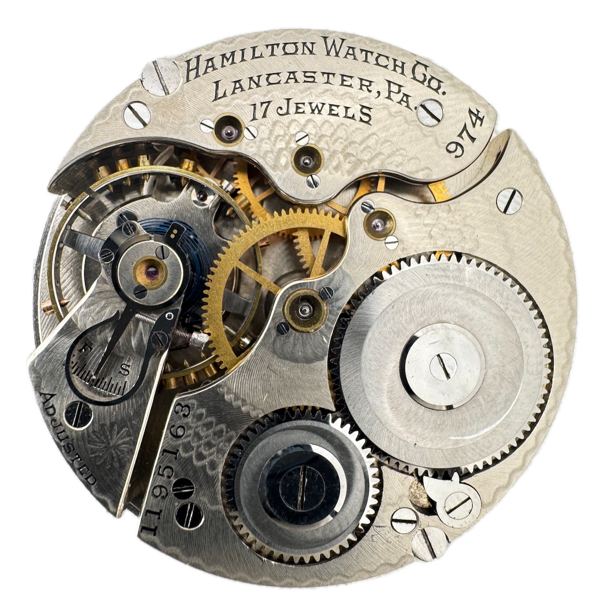 Antique 16s 1916 Hamilton 17 Jewel Mechanical Pocket Watch Movement 974 USA