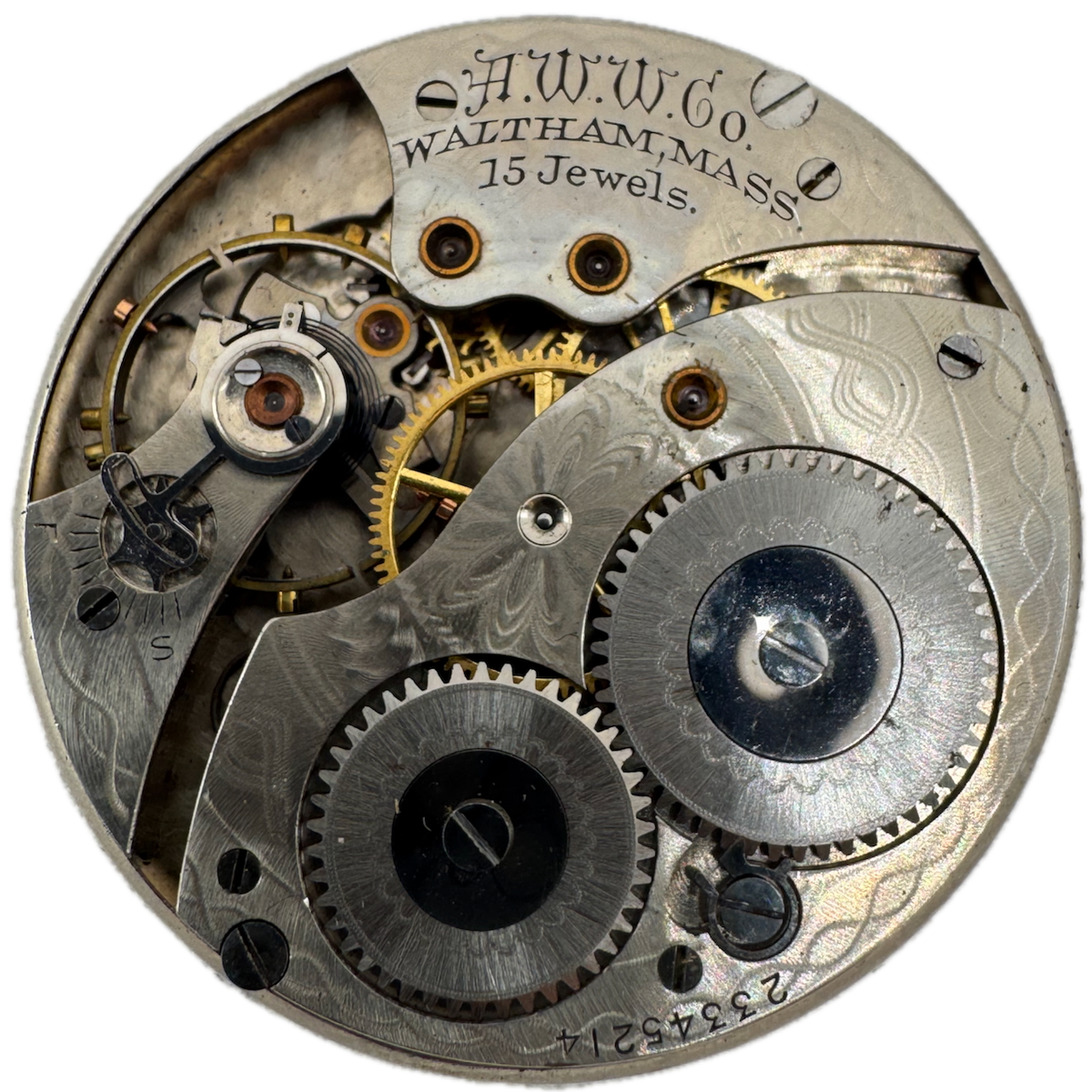 Antique 12s 1919 Waltham 15 Jewel Mechanical Pocket Watch Movement 220 USA