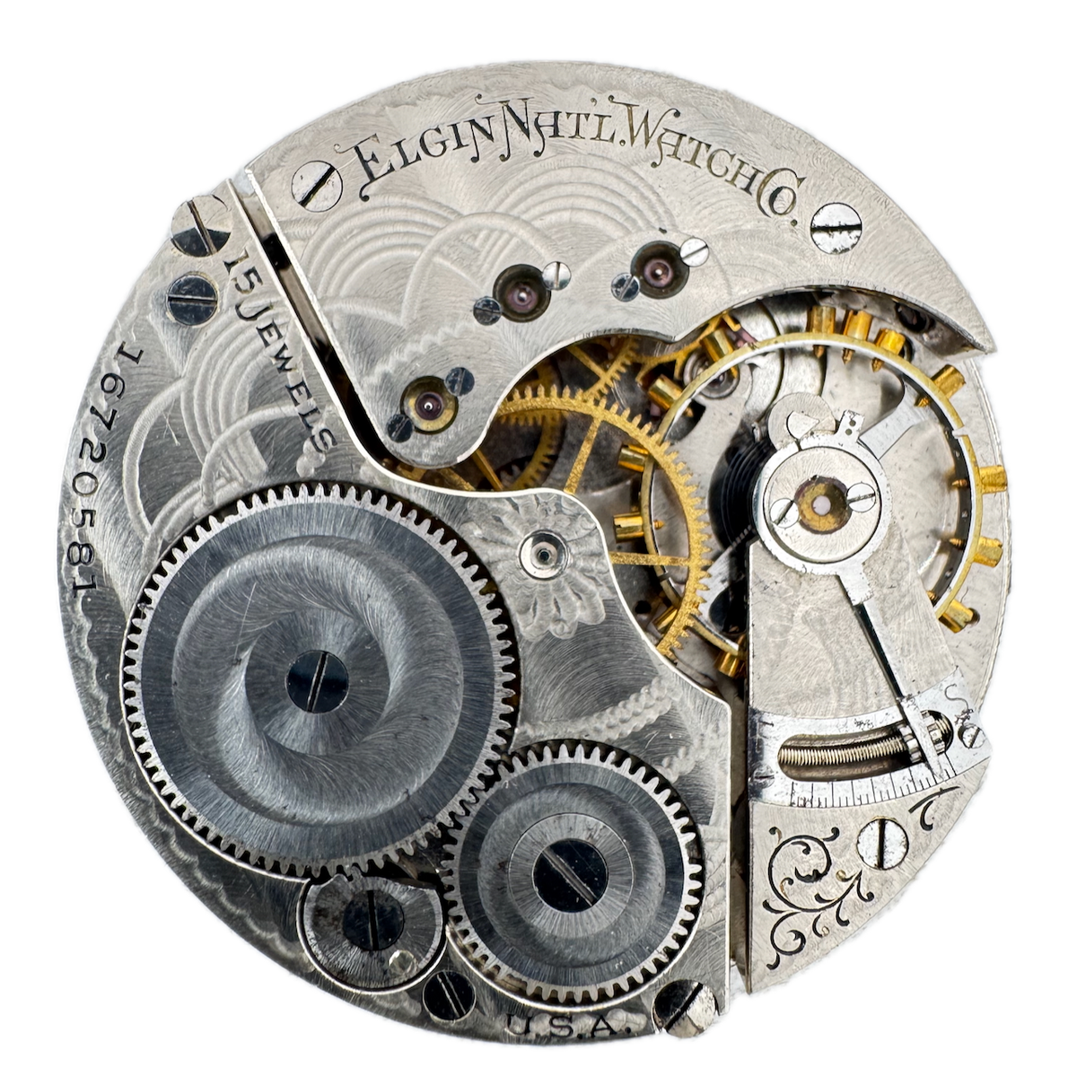 Antique 16s 1912 Elgin 15 Jewel Mechanical Pocket Watch Movement 313 USA