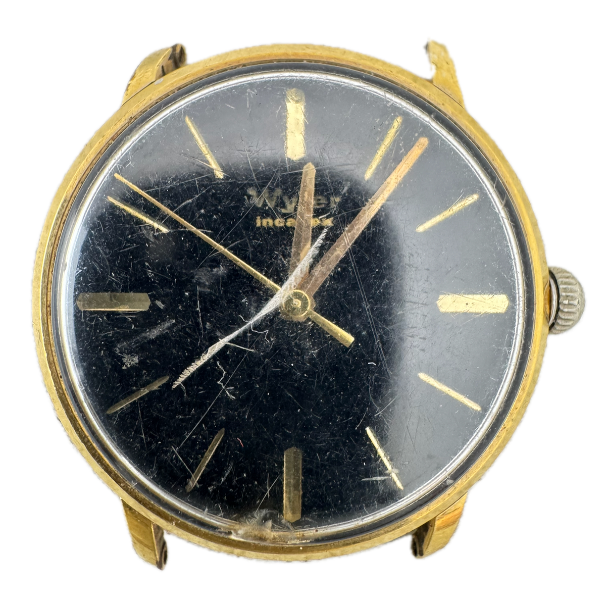 Vintage 33mm Wyler Incaflex Men's Wristwatch Steel & Gold Tone Runs for Service
