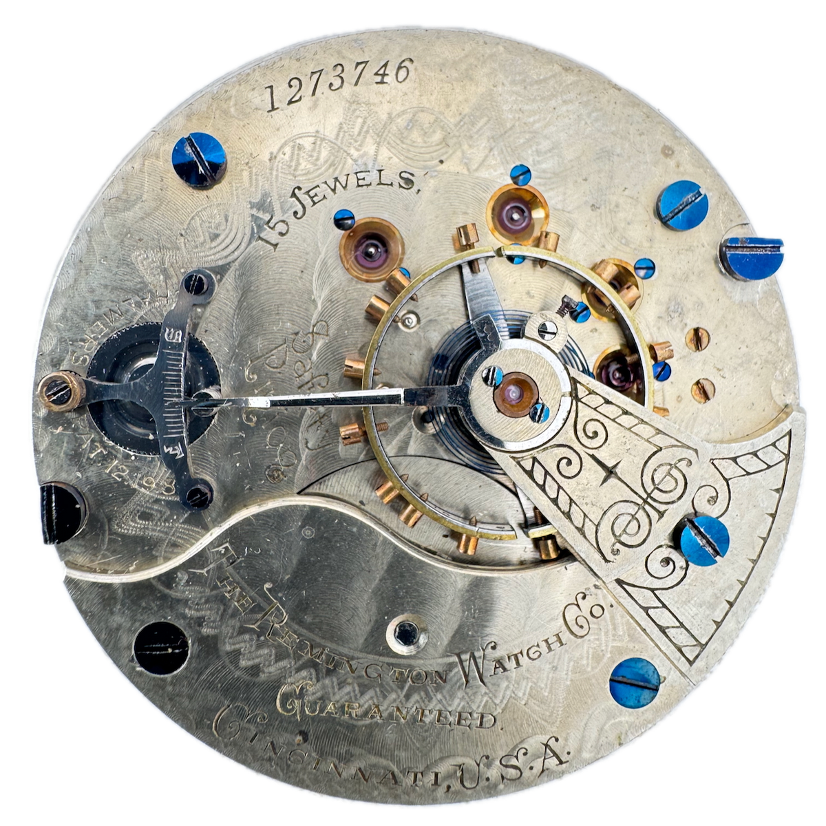 Antique 18s 1895 Illinois Remington Mechanical Hunter Pocket Watch Movement 51