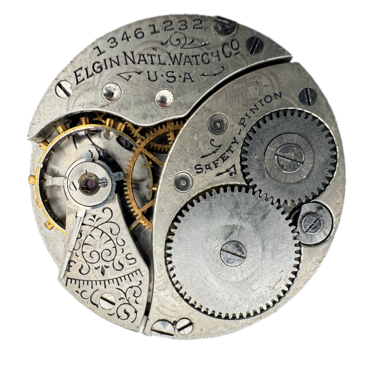 Antique 0s 1908 Elgin Multicolor 7j Mechanical Hunter Pocket Watch Movement 320