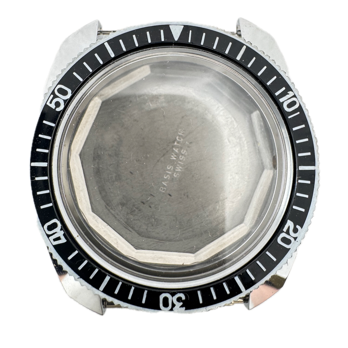 Vintage Basis Diver Bezel Men's Wristwatch Case 37mm Chrome Plated Swiss