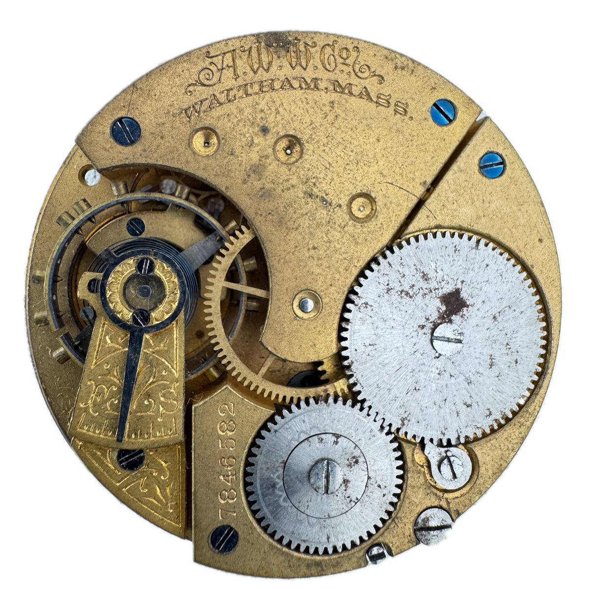 Antique 18s 1896 Waltham 7 Jewel Mechanical Pocket Watch Movement 20 USA
