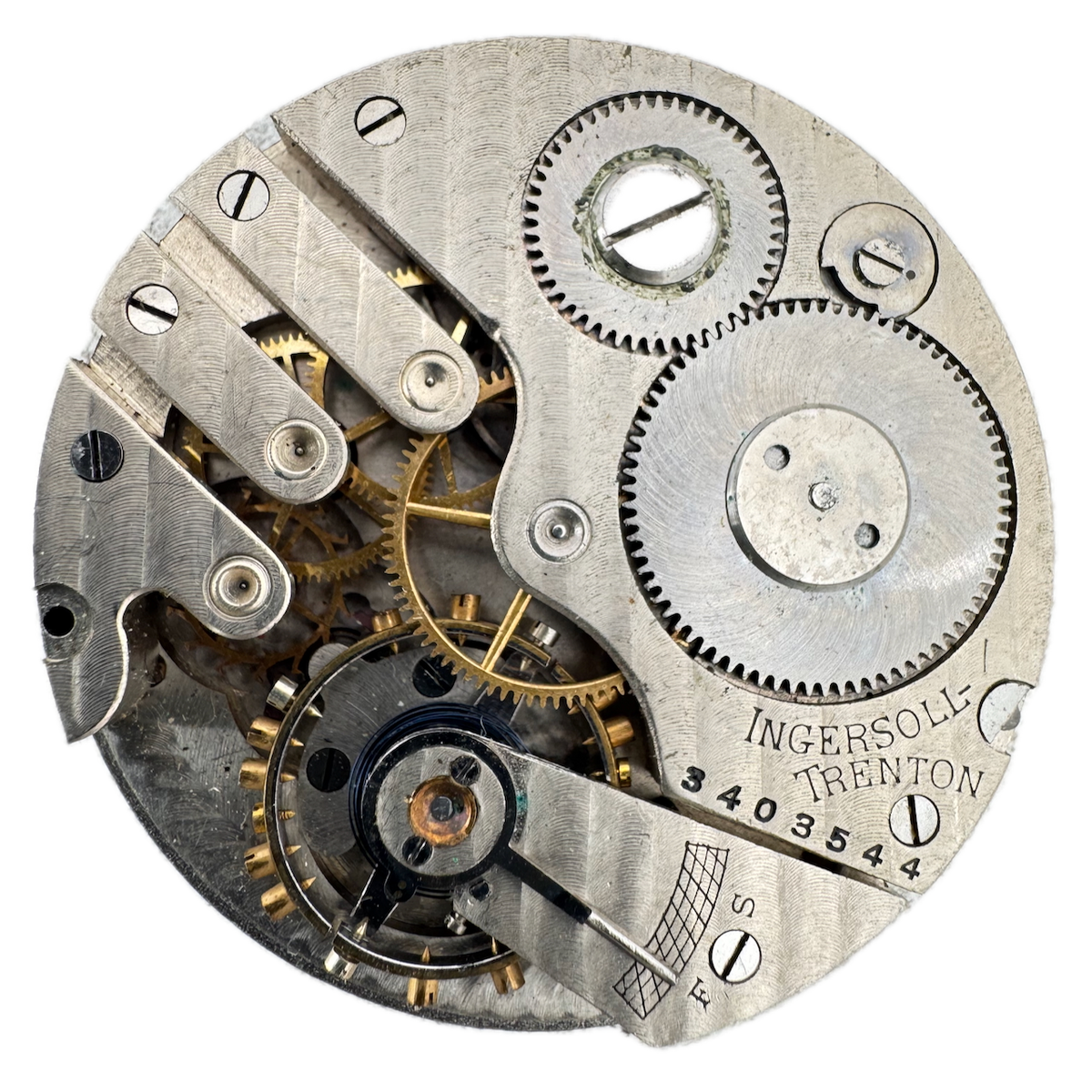 Antique 16s 1910 Ingersoll-Trenton 7j Mechanical Pocket Watch Movement 130 USA