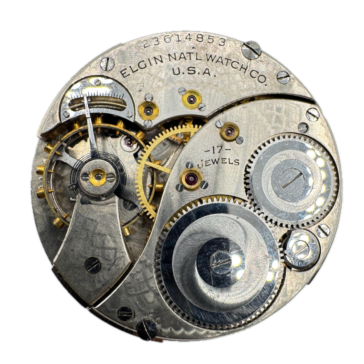 Antique 12s 1921 Elgin 17 Jewel Mechanical Hunter Pocket Watch Movement 344 USA