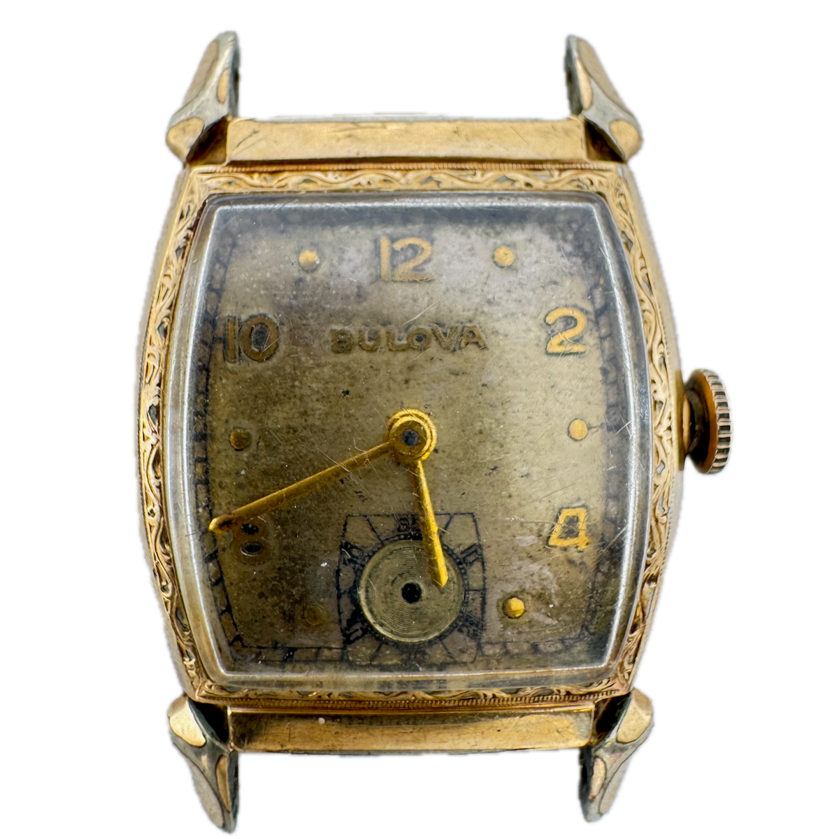 Vintage 1947 Bulova Cadet Men's Mechanical Wristwatch 10BC Swiss Steel & 10k RGP